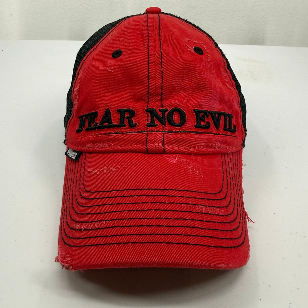 Springfield Armory Trucker Hat Mens OSFM Red Fear No Evil Distressed Mesh Cap